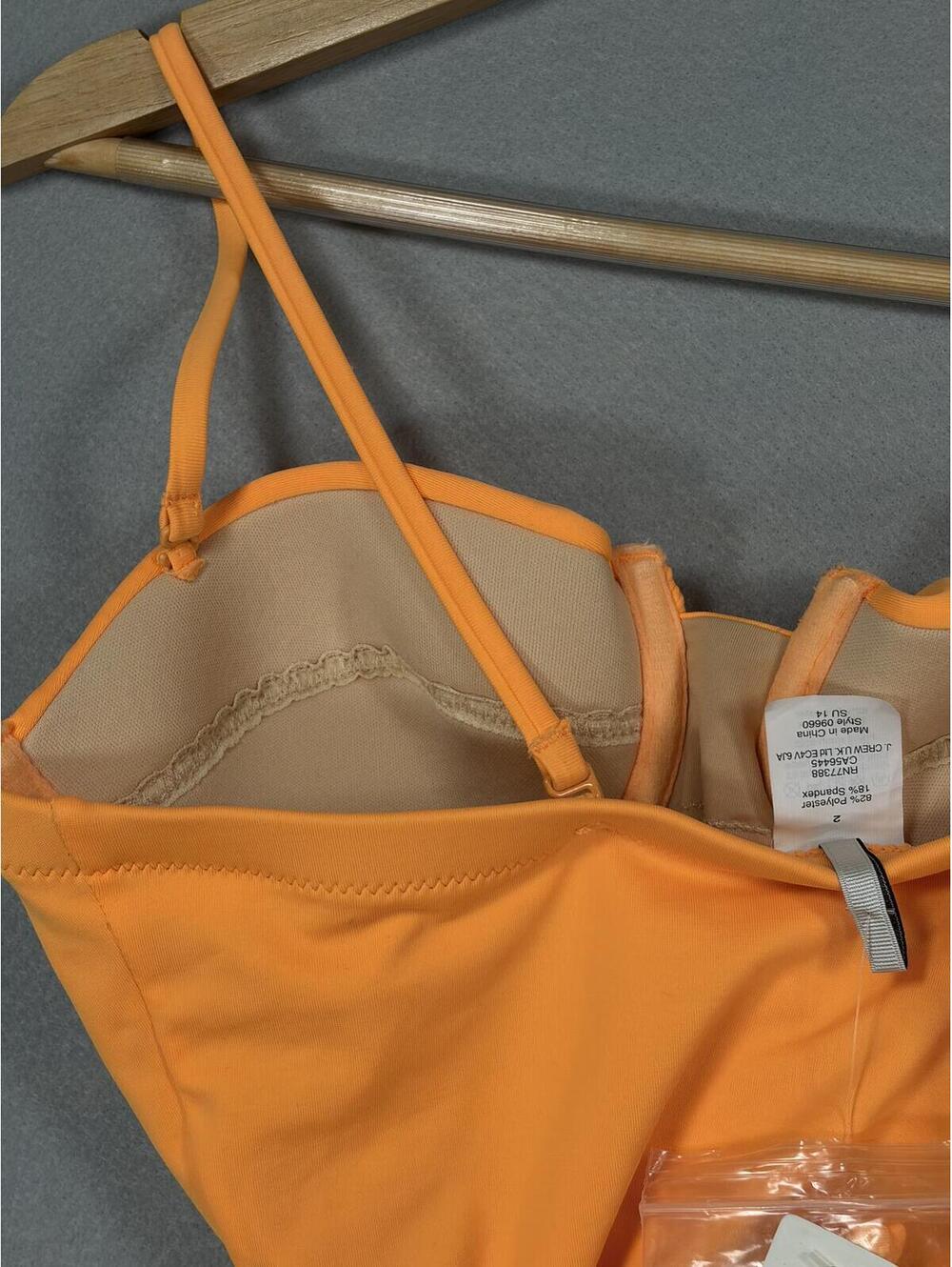 NWT J.Crew Underwire Size 2 Hi-Cut Swimsuit Fluorescent Orange Convertible Y2K - Picture 8 of 16